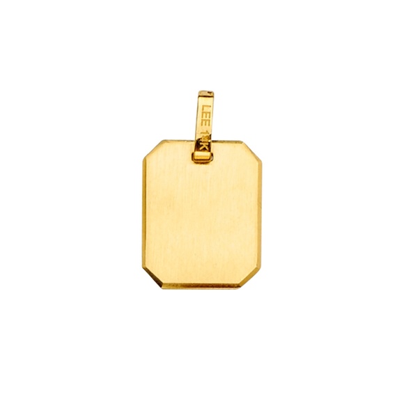 14K Yellow Retangular Engravable Hollow Pendant